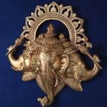 Pure Brass Trimukhi Ganapati | 17.5" x 15.7" Wall Hanging | 7.17 kg | Three-Faced Divine Form | Sacred Hindu Art | Temple Grade | Jaipurio